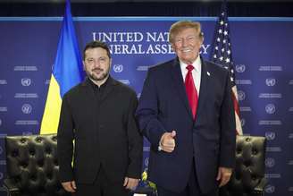 Zelensky e Trump durante reunião em Nova York, em setembro