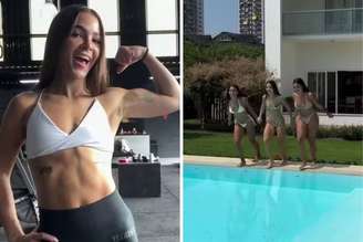 Mel Maia, atriz, mostra resultado do treino | Mel Maia curte piscina com amigas