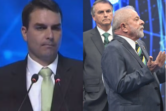 Flávio Bolsonaro (PL) em debate de 2016; Lula (PT) em debate de 2022