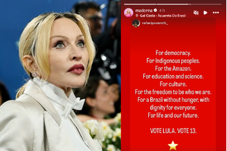 Madonna compartilhou publicação em apoio a Lula