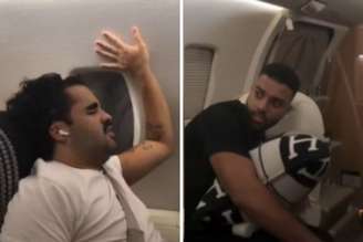 Virginia grava amigos, Lucas e Hebert, com medo de turbulência