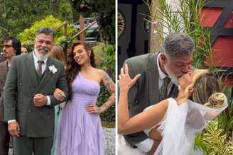 Petra e Maurício Mattar posam juntos | Maurício Mattar beija sua noiva, Shay
