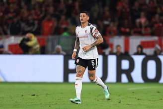 Marcos Rojo, do Estudiantes, no jogo de volta contra o Flamengo pela semifinal da Copa Libertadores