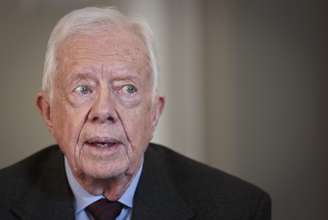 <p>O ex-presidente dos EUA, Jimmy Carter fala durante uma entrevist,a na segunda-feira, 24 de março em Nova York</p>