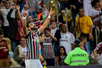 Henrique Dourado comemora seu gol sobre o Atlético-GO: 10º no Brasileirão (Foto: Lucas Merçon/Fluminense F.C.)