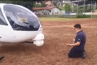 Dudu Barbatti teve de fazer uma manobra arriscada na manhã desta segunda, 8, após problemas com o helicóptero; vídeo