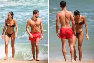Bruna Marquezine e João Guilherme em praia de São Conrado, no Rio