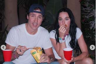Katy Perry e Justin Trudeau durante festival Coachella, nos Estados Unidos