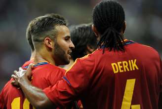<p>Espanha comemora gol decisivo de Jesé Rodriguez</p>