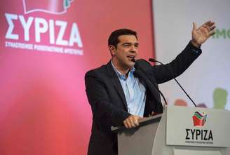 Líder do partido esquerdista radical grego Syriza, Alexis Tsipras, discursa durante comício em Salônica. 20/01/2015