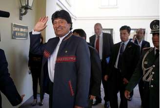 Presidente boliviano Evo Morales na chegada a Montevidéu. 26/02/2015.