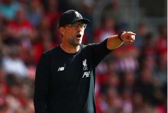 Técnico do Liverpool, Juergen Klopp, durante partida contra o Southampton pelo Campeonato Inglês
17/08/2019 REUTERS/Hannah McKay 