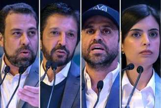 Guilherme Boulos, Ricardo Nunes, Pablo Marçal e Tabata Amaral, candidatos em São Paulo