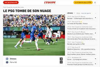 L'Équipe repercute vitória do Chelsea sobre o PSG na Copa do Mundo de Clubes