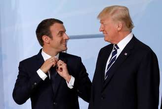 Presidente dos Estados Unidos, Donald Trump, e presidente da França, Emmanuel Macron, durante cúpula do G20 07/07/2017  REUTERS/Carlos Barria