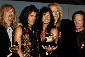 NEW YORK, NY  CIRCA 1994: Aerosmith attends the 36th Annual Grammy Awards held at Radio City Music Hall circa 1994 in New York City. (Photo by Robin Platzer/IMAGES/Getty Images)