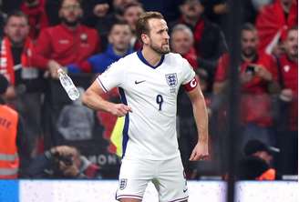 Harry Kane (Inglaterra) celebrando seu gol contra a Albânia, no dia 16.11.2025. 