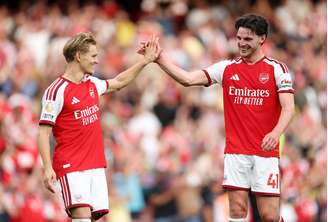 Odeggard e Rice, destaques do Arsenal. (Photo by Justin Setterfield/Getty Images)