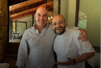 O ministro Alexandre de Moraes e o chef de cozinha José Maria Meira