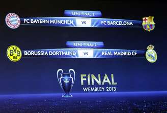 <p>Bayern x Barcelona e Dortmund x Real Madrid serão as semifinais</p>