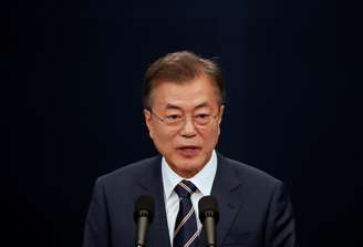 Presidente da Coreia do Sul, Moon Jae-in, durante coletiva de imprensa em Seul 27/05/2018 REUTERS/Kim Hong-Ji 