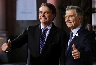 Presidente Jair Bolsonaro ao lado do presidente argentino Mauricio Macri