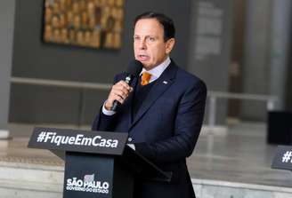 O governador de São Paulo, João Doria (PSDB), em entrevista coletiva nesta sexta, 8