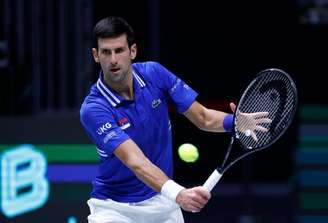 Novak Djokovic em partida da Copa Davis
26/11/2021
REUTERS/Leonhard Foeger