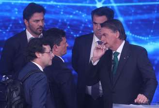 Na foto, o presidente Jair Bolsonaro (PL) e o senador eleito Sérgio Moro (União Brasil-PR)