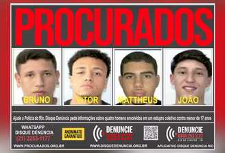 Quatro maiores de idade são procurados pelo estupro coletivo de uma adolescente de 17 anos