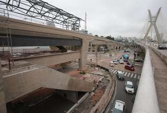 Obras da futura estação Chucri Zaidan, da Linha 17-Ouro, abandonadas em agosto de 2018.
