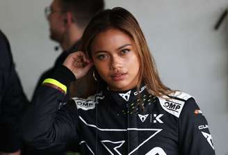 Bianca Bustamante durante os testes de pré-temporada em Valencia