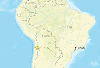 Local do epicentro do terremoto que atingiu o sul do Chile nesta segunda-feira