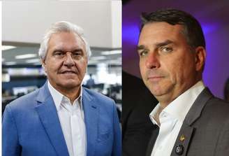 Ronaldo Caiado, presidenciável do PSD, e Flávio Bolsonaro, pré-candidato do PL à Presidência