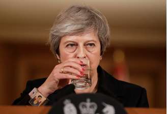 A primeira-ministra britânica Theresa May durante coletiva de imprensa em Londres, no Reino Unido
15/11/2018
Matt Dunham/Pool via Reuters 