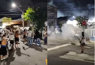 Polícia Militar usou bombas de gás lacrimogênio para dispersar multidão do lado de fora do estádio