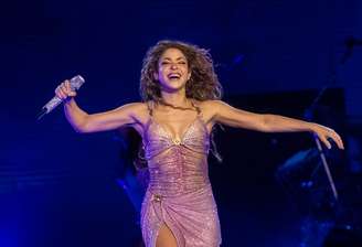 A cantora Shakira durante show da turnê "Mujeres Ya No Lloran Word Tour" no estádio do Morumbis, em São Paulo, no ano de 2025