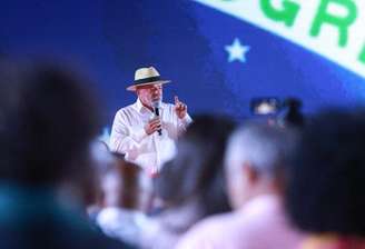 O presidente Lula durante convenção nacional do Partido dos Trabalhadores (PT), que oficializou sua candidatura à reeleição