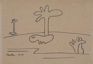 Tarsila do Amaral. 'Paisagem com Bicho Antropofágico II', 1929.