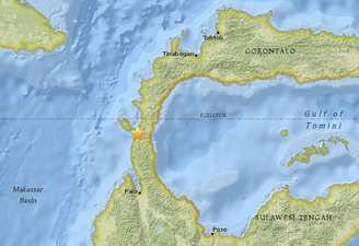 Área atingida por terremoto na Indonésia