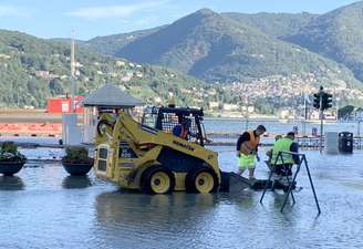 Lago de Como transbordou em função das abundantes chuvas que atingem o norte da Itália
