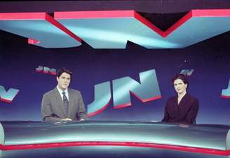 William Bonner e Lilian Witte Fibe na bancada do 'Jornal Nacional'