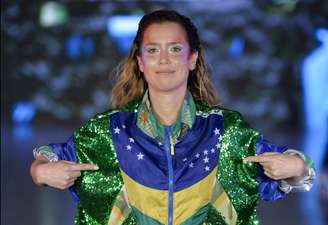 Mel Lisboa no desfile da Trama Afetiva 