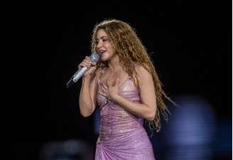 A cantora Shakira se apresenta durante show da turnê 'Mujeres Ya No Lloran Word Tour' no estádio do Morumbis, em São Paulo