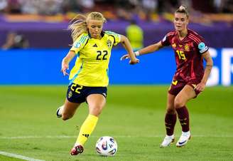 Smilla Holmberg (Suécia) durante jogo contra a Alemanha, no dia 12.07.2025 