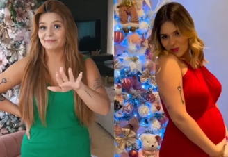 Viih Tube usou um look verde no Natal de 2021 e, no ano seguinte, anunciou a gravidez da primeira filha, Lua