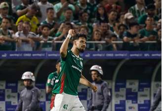 Flaco López comemora gol pelo Palmeiras na final do Paulistão