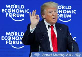 Presidente dos Estados Unidos, Donald Trump, durante discurso no Fórum Econômico Mundial em Davos, na Suíça 26/01/2018 REUTERS/Denis Balibouse