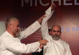 Alex Atala e Geovane Carneiro, do D.O.M., único restaurante com duas estrelas do País. A casa também está na lista da revista inglesa Restaurant, entre os melhores do mundo