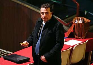 Capitão do Costa Concordia, Francesco Schettino, durante seu julgamento em Grosseto. 10/02/2015